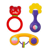 Rattle Set & Teether Toy - Ergonomic Grip - Melodious Sound - Smooth Rolling 