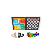 Wooden Ludo & Chess 2 in 1 board Game with Coins